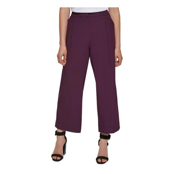 NEW $79.50  CALVIN KLEIN WOMENS CROPPED WIDE LEG PANTS AUBORN SZ L - Picture 1 of 9